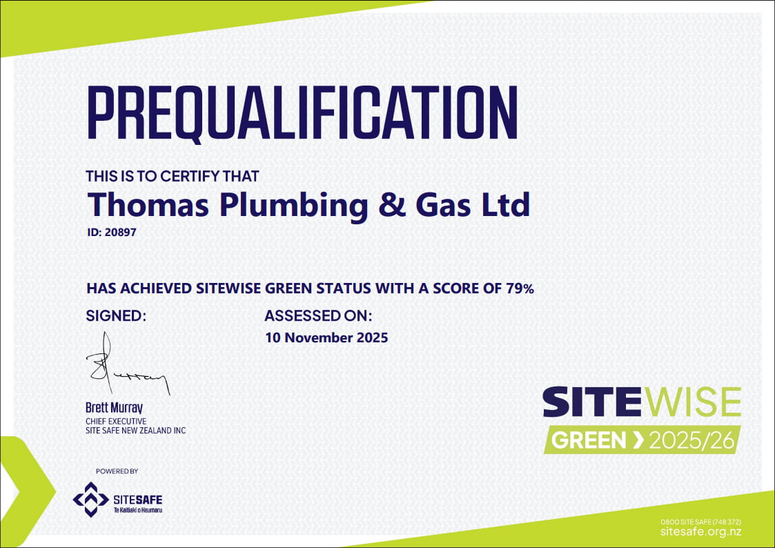 Thomas Plumbing & Gas Ltd has achieved Sitewise green status